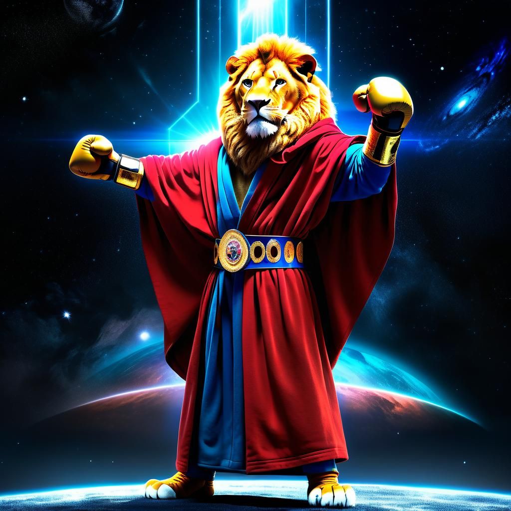 Lion Boxing Champion in Galactic Space