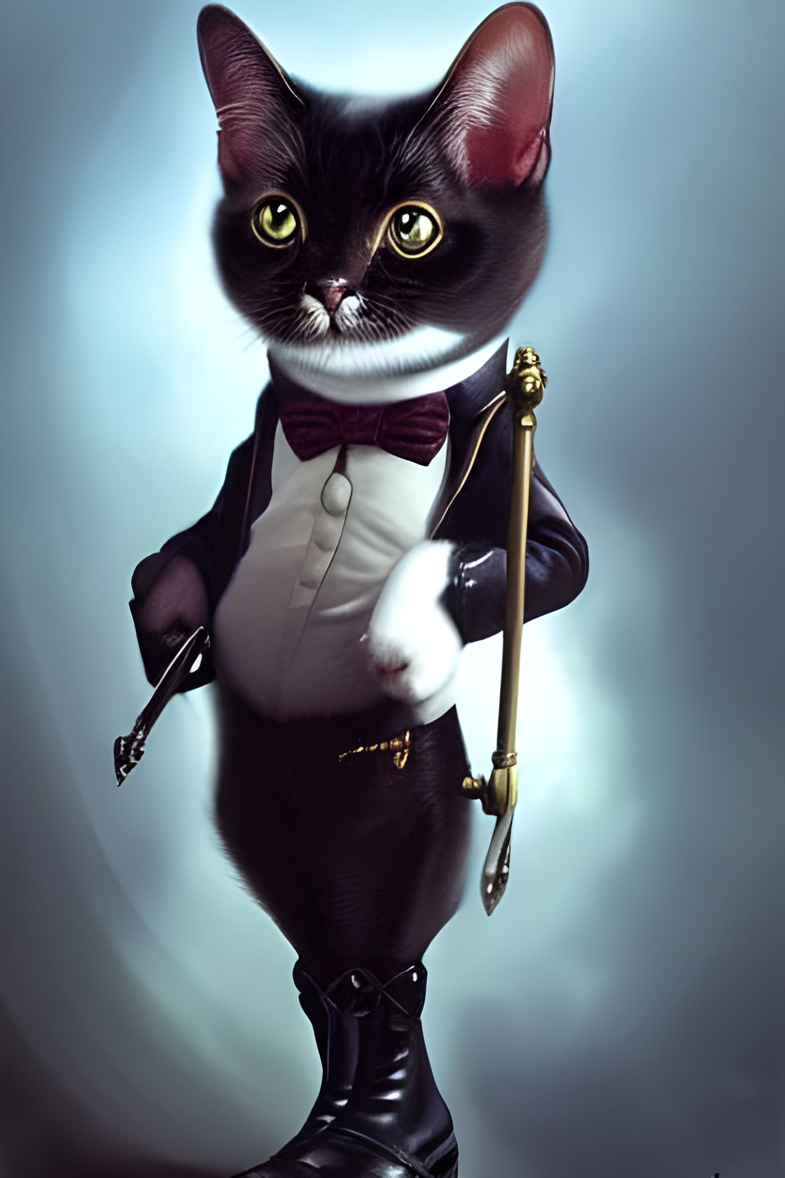 Victorian Cat Portrait with Rapier, Artstation Style