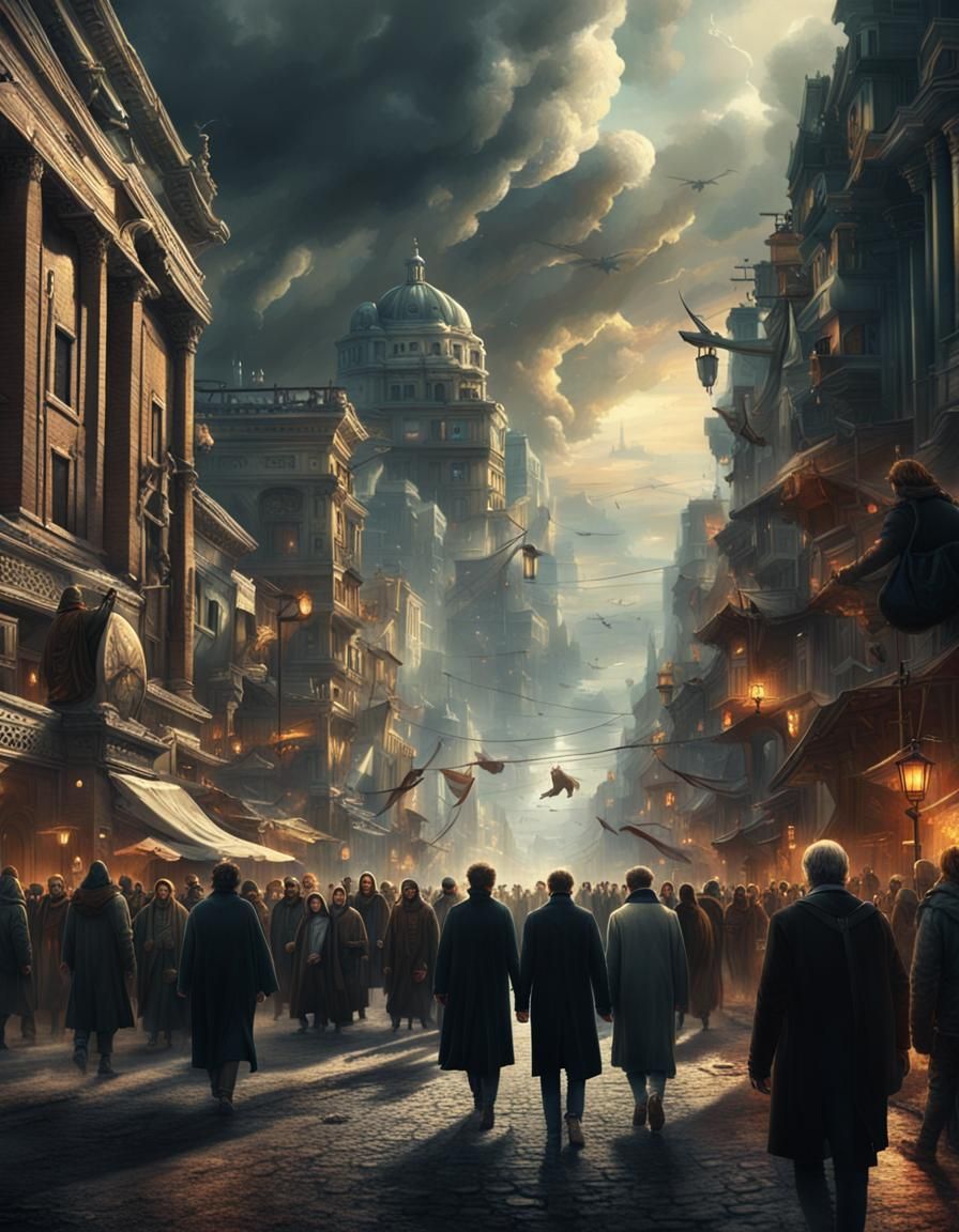 Deity Among People: Epic Cinematic Digital Painting