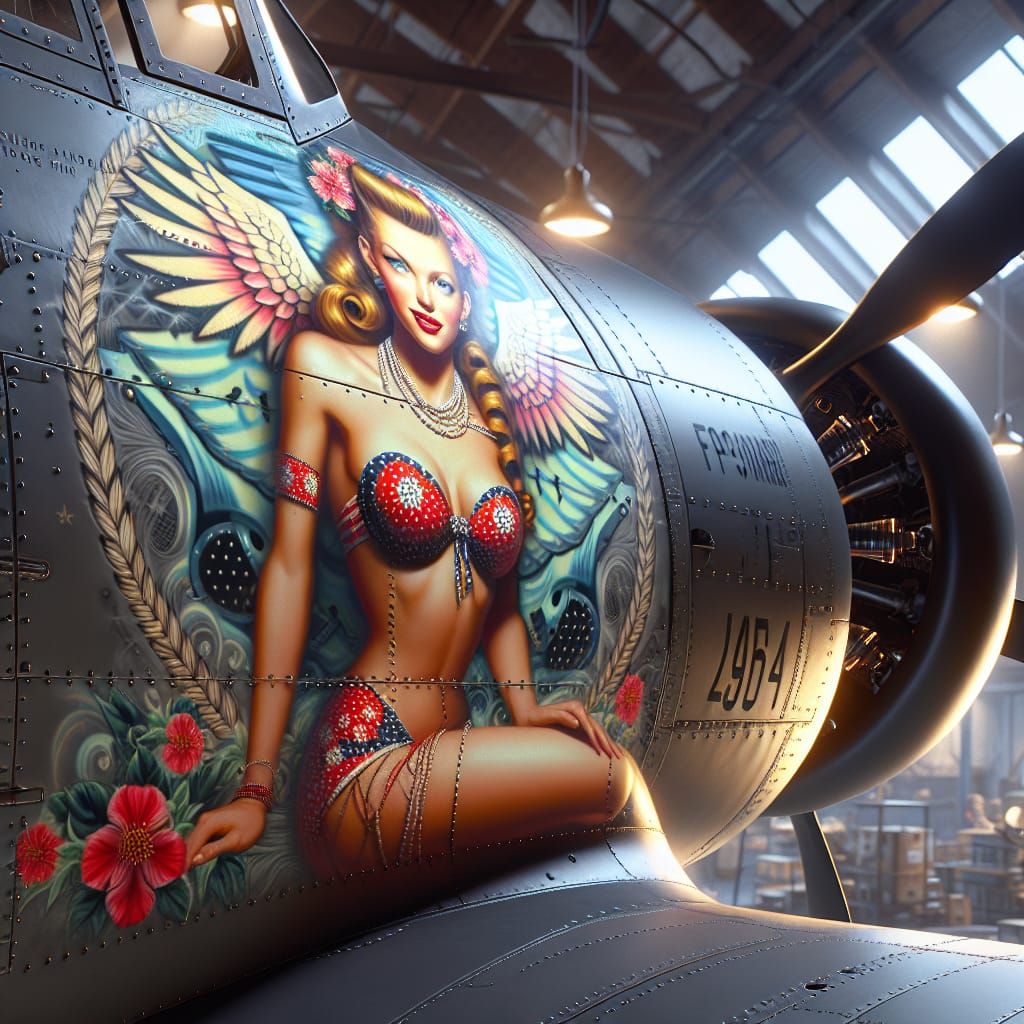 WWII Aircraft Nose Art of Southern Belle in HDRI