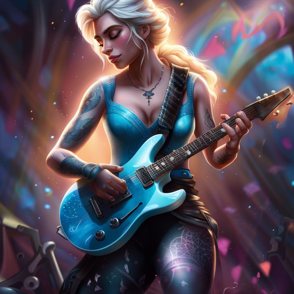 Elsa as Rock Star Guitarist in Concert