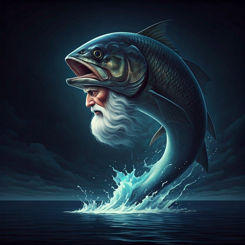 Epic Fish Throws Man onto Beach: Cinematic Masterpiece