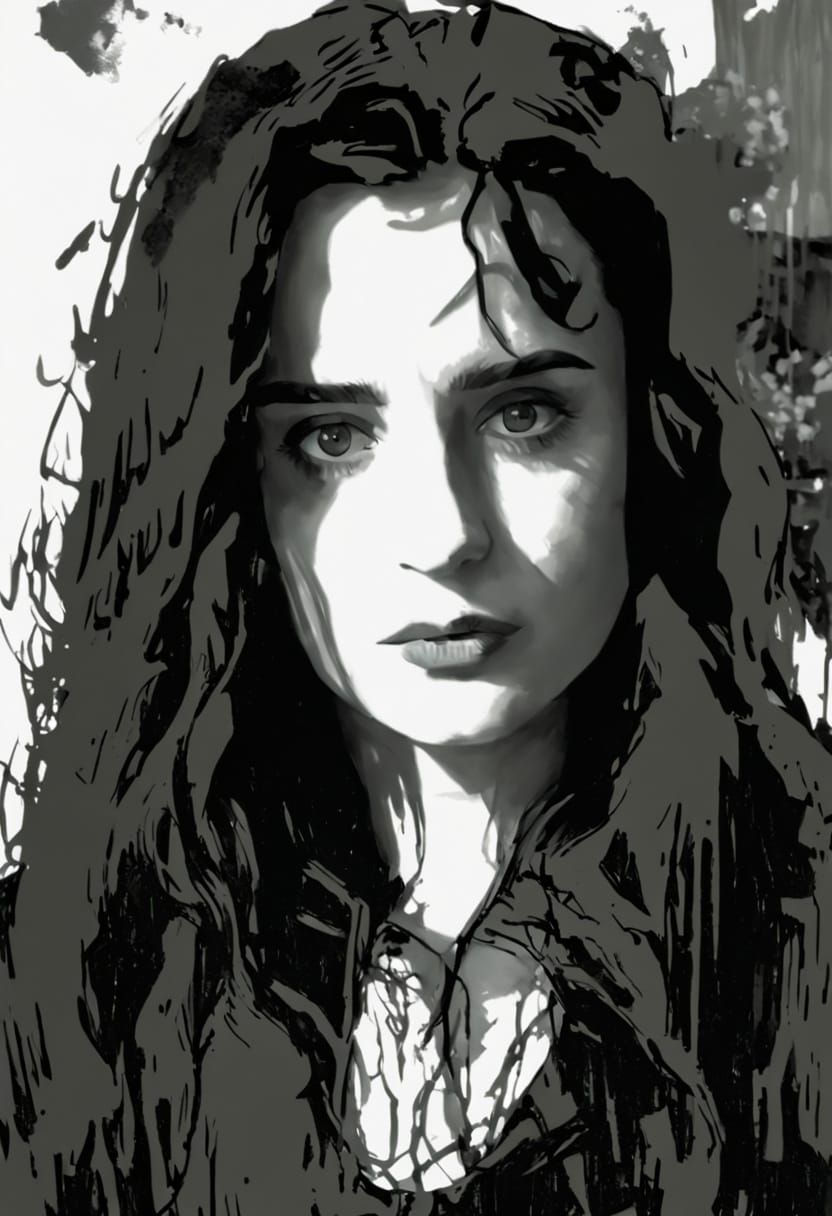 Brooding Woman: Expressive Portrait in Expressionist Style