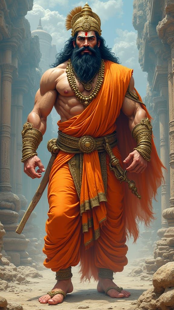 Hanuman in Akira Toriyama Style with Frazetta Colors