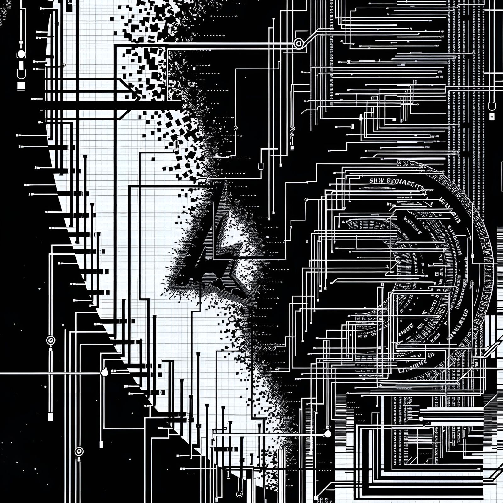 Glitchcore Mixed Media Collage of Chaotic ASCII Pixels