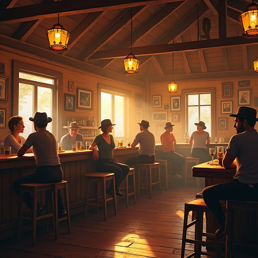 Outback Pub Scene in Warm Light