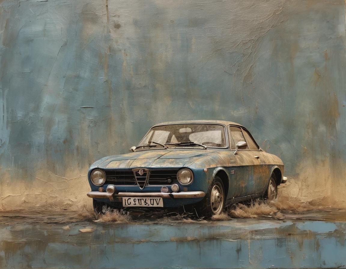 a 1960's blue Alfa Romeo 105/115 Series Coupé GTV