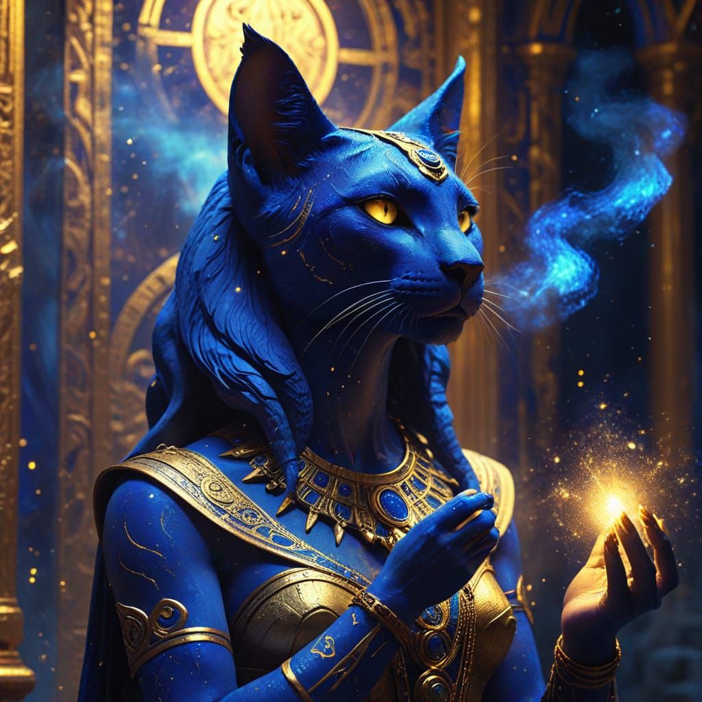 Goddess Bastet Ritual, Alphonse Mucha Style