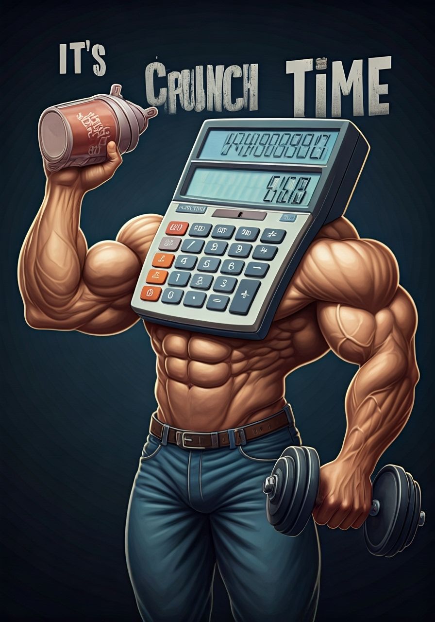 Muscular Anthropomorphic Calculator Lifting Weights