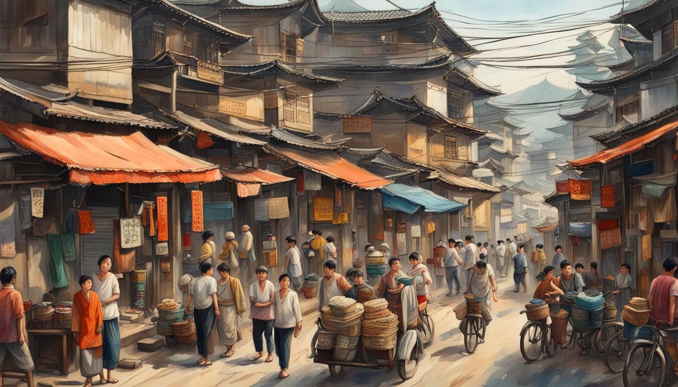 Hyperdetailed Asian Street Scene