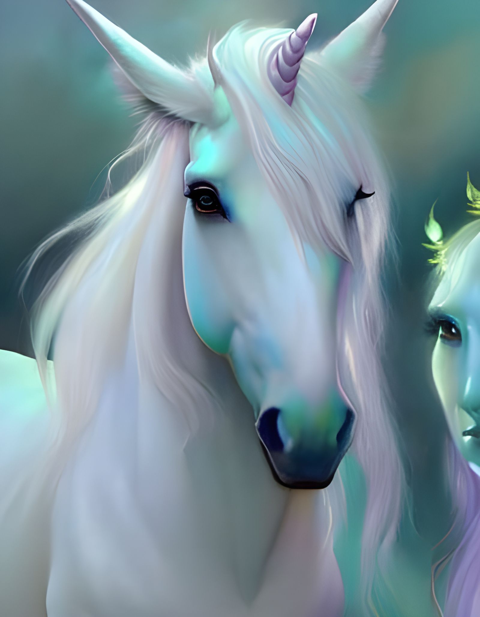 Sparkly Unicorn and Fireflies Fantasy Illustration