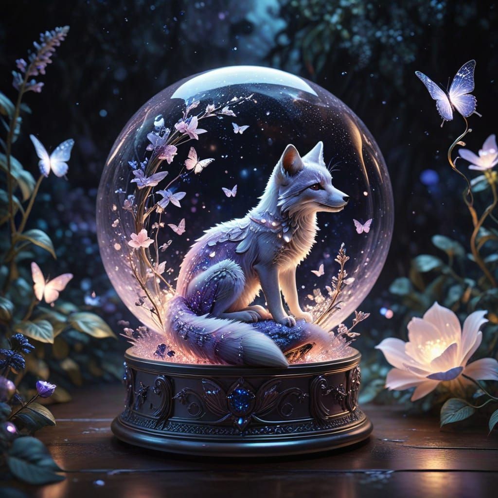 Ethereal Celestial Garden with Crystal Flowers