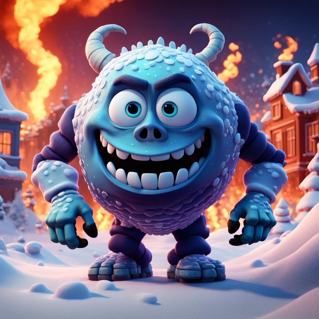 Snowman's Descent: A Pixar-Style Vision of Hell
