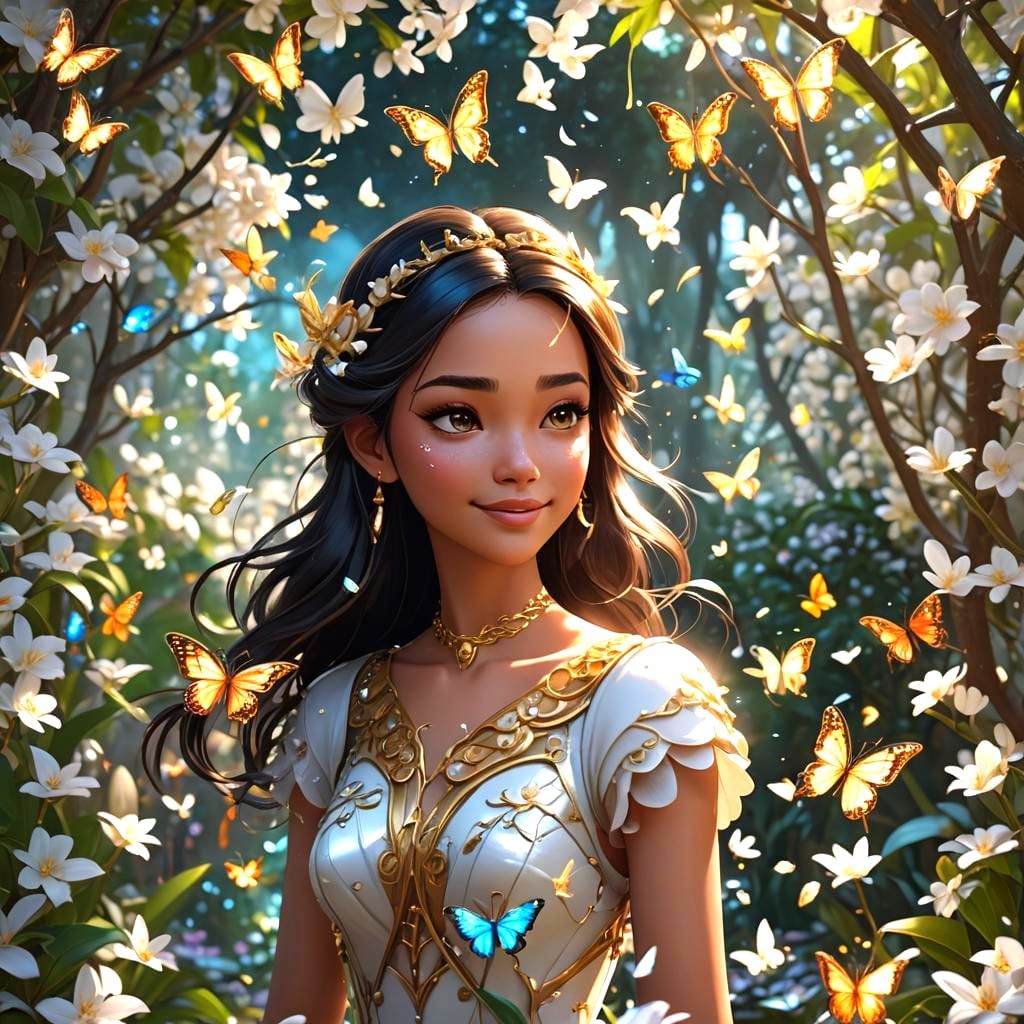 Princess in Jasmine Garden: Fantasy Concept Art
