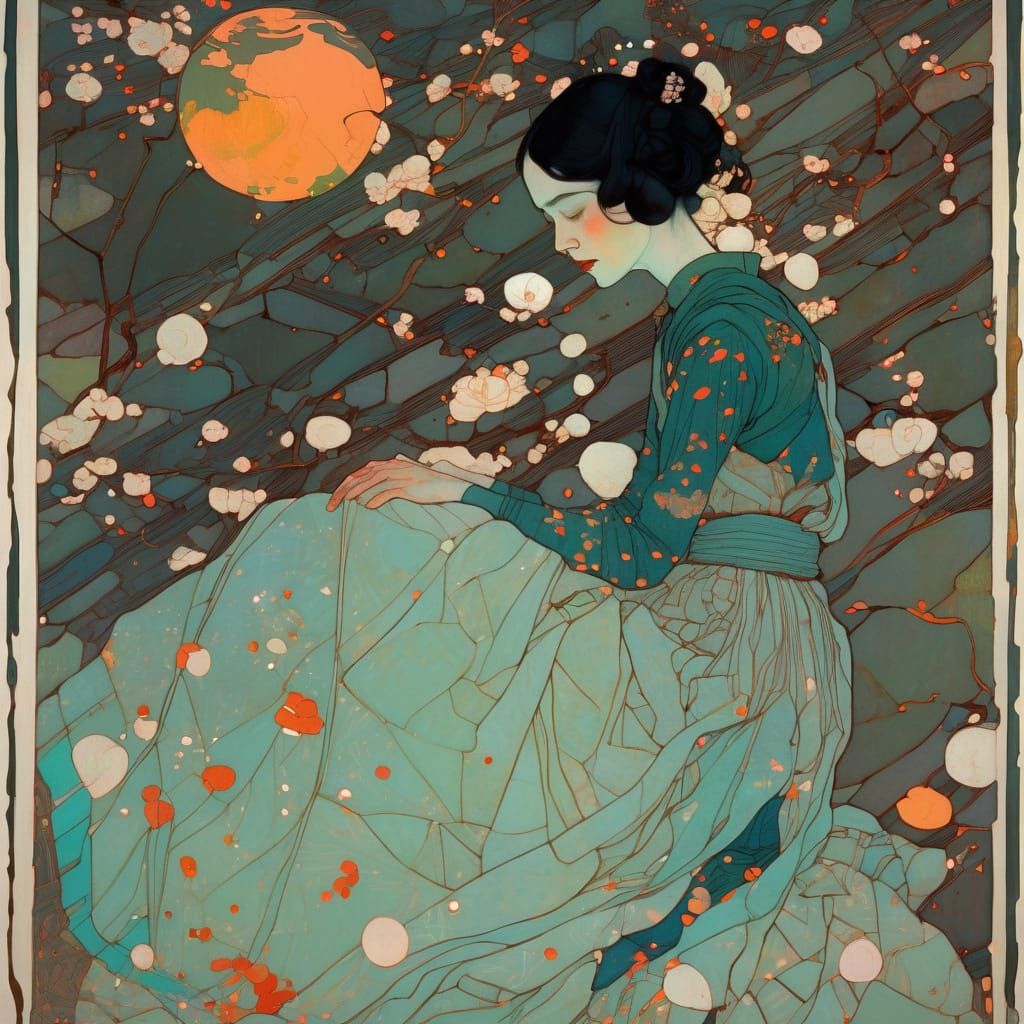 Woman Letting Go in Vibrant Neon and Pastel Hues