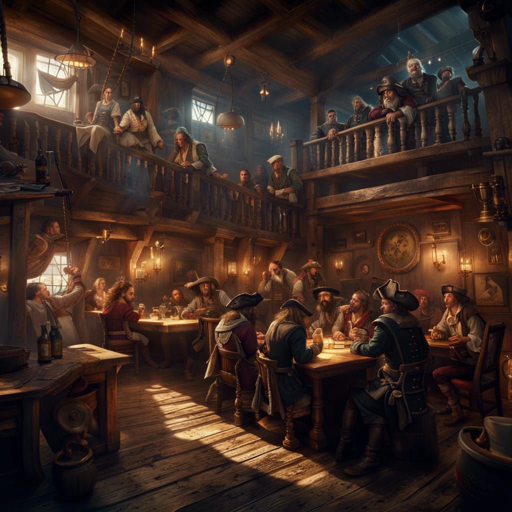 Pirates in Rowdy Tavern: Digital Matte Painting