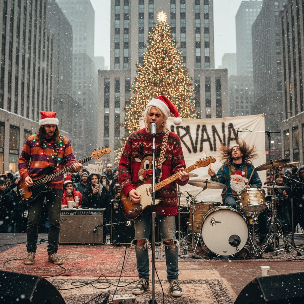 Nirvana Performs Grunge Christmas at Rockefeller Center