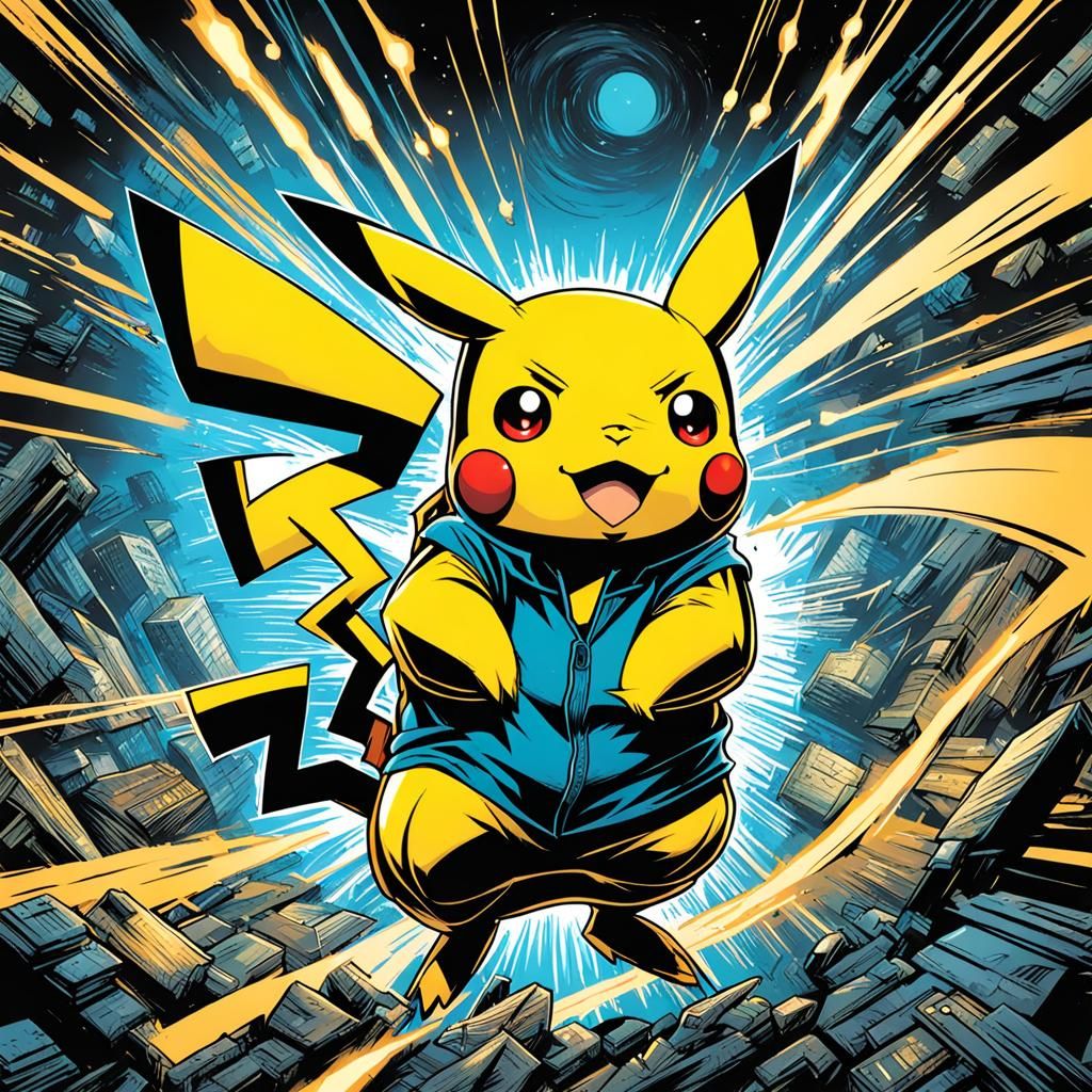Pikachu in Comic Book Art Style