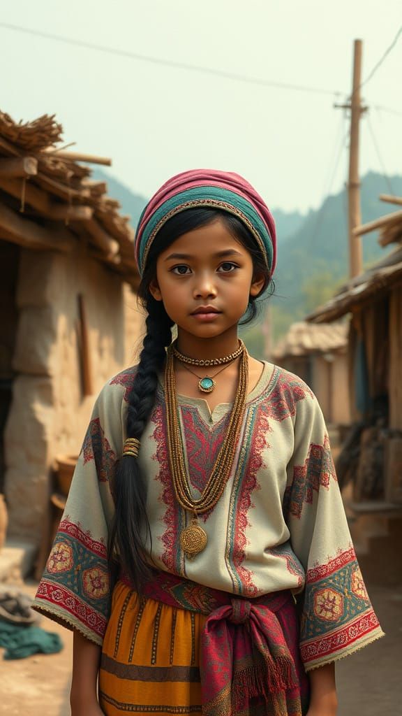 Village Girl Zahia in Folk Bohemian Style