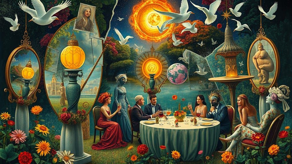 Surreal Garden Party in a Fantasy Dreamscape
