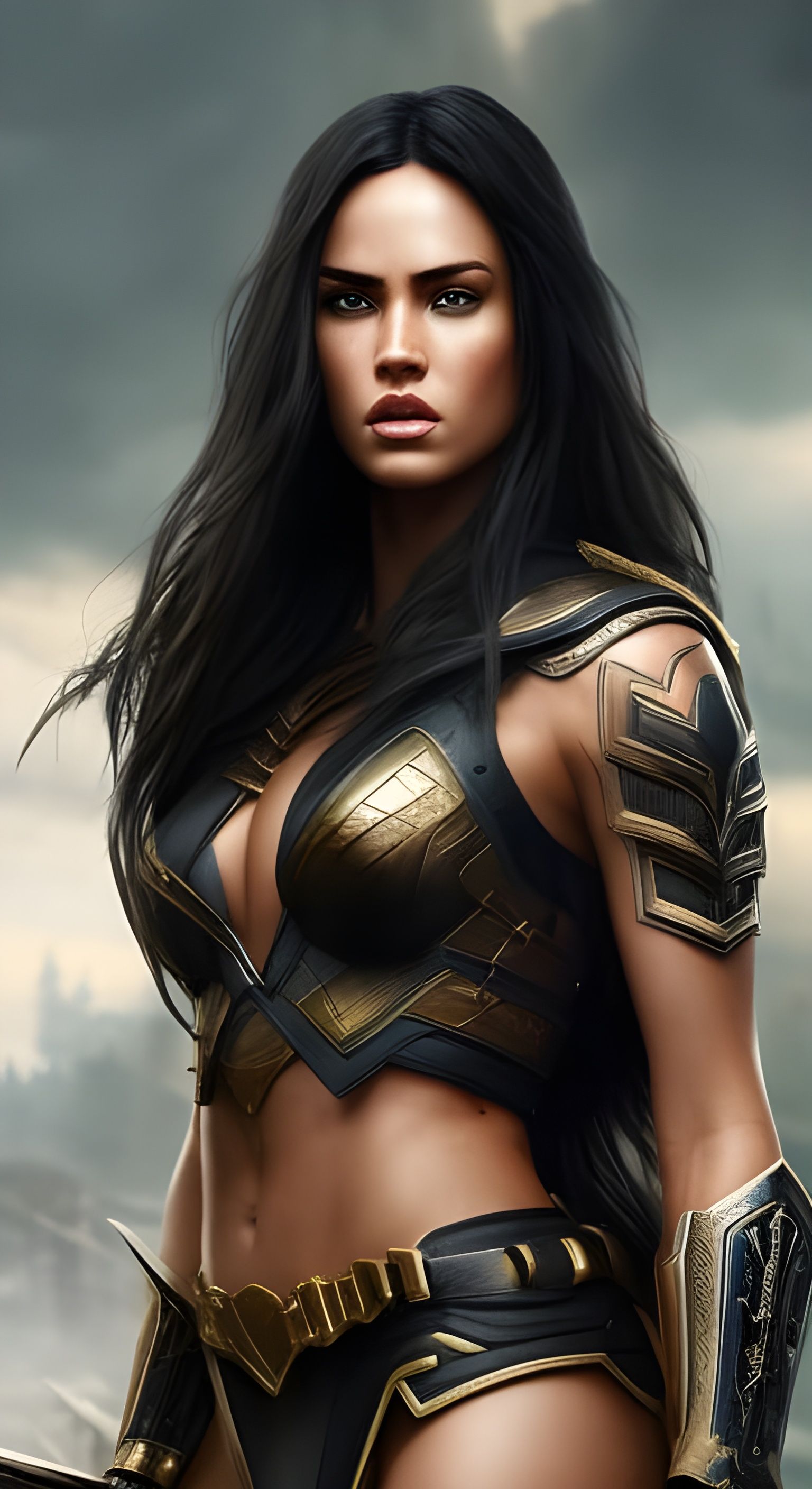 Megan Fox as Warrior: Hyperrealistic Digital Painting