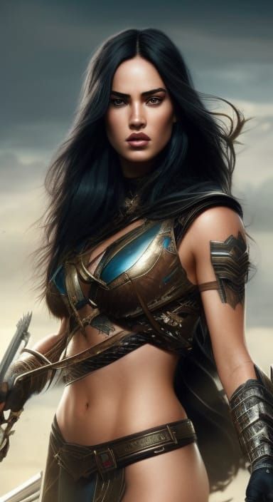 Megan Fox as Warrior: Hyperrealistic Digital Portrait