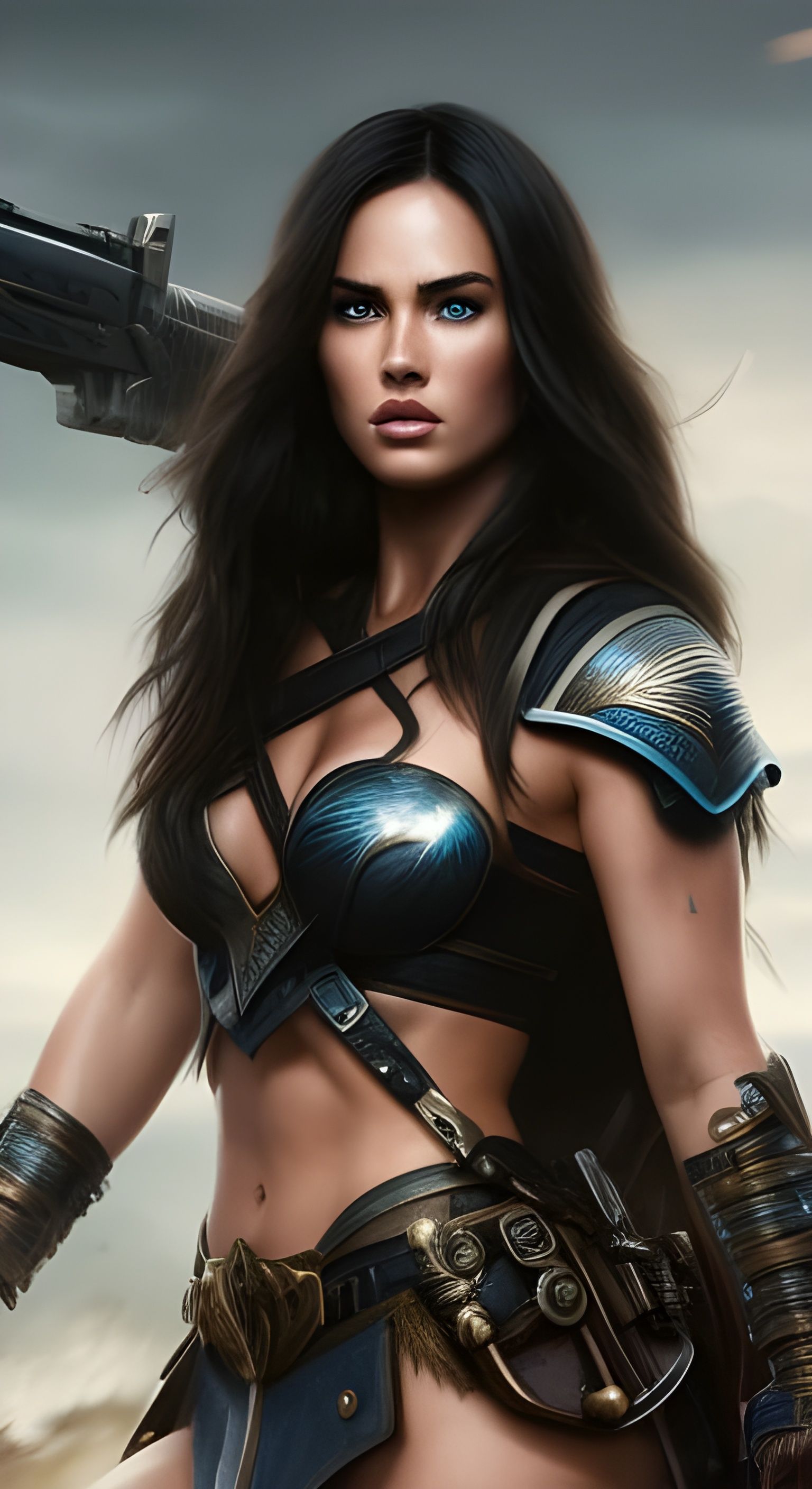 Megan Fox as Warrior in Hyperrealistic Digital Art