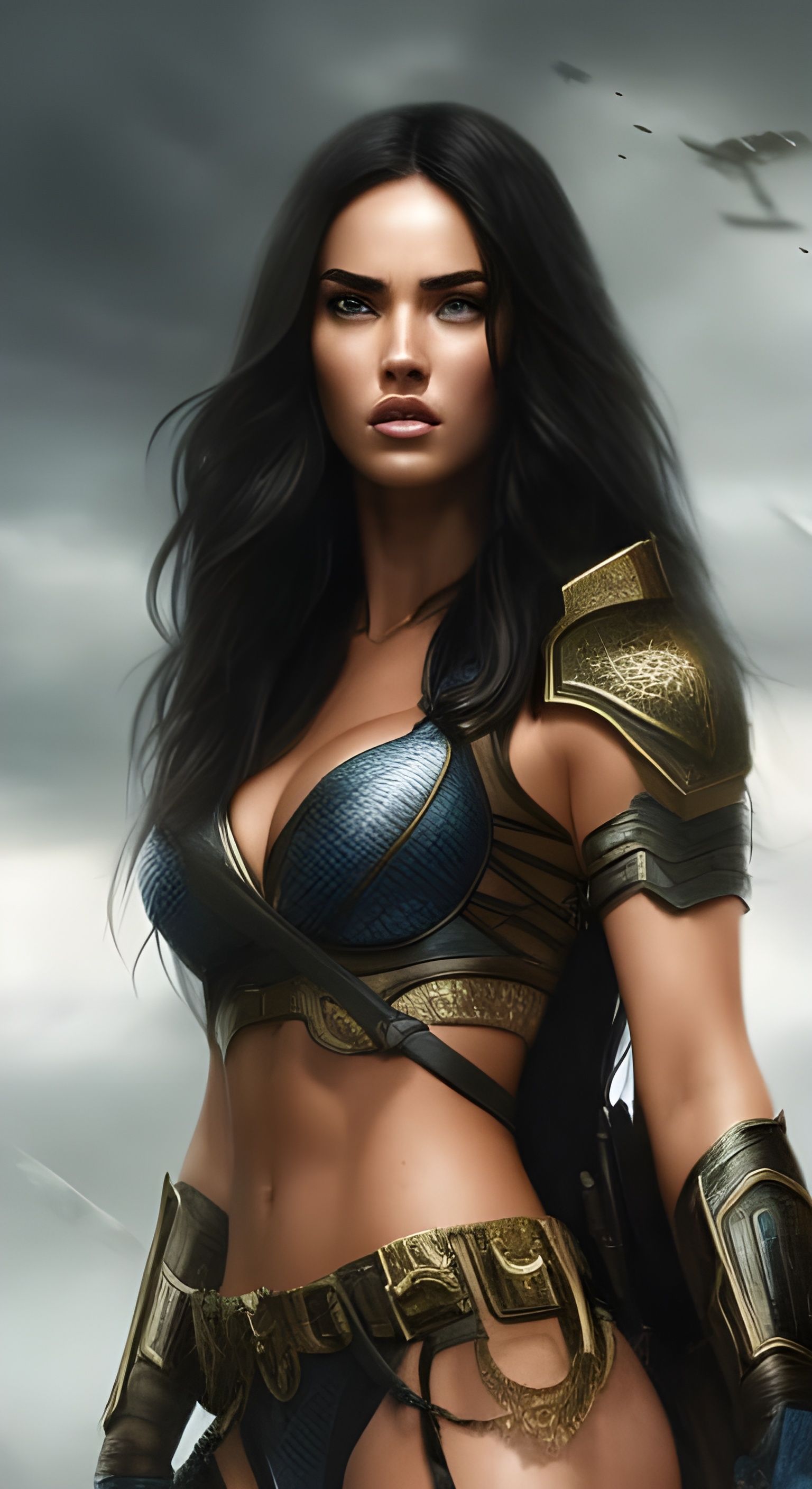 Hyperrealistic Warrior Woman with Blue Eyes in 8K