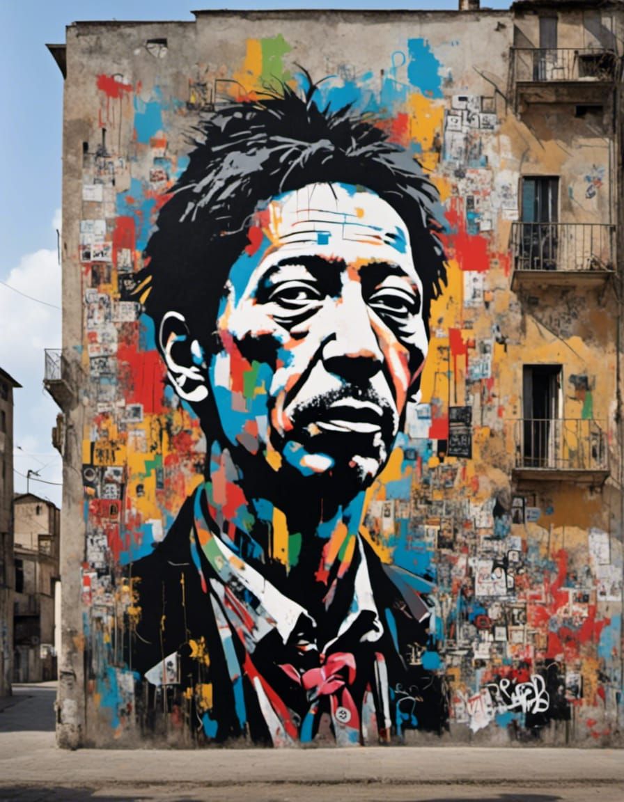 Colorful Neo-Expressionist Portrait in Street Art Style