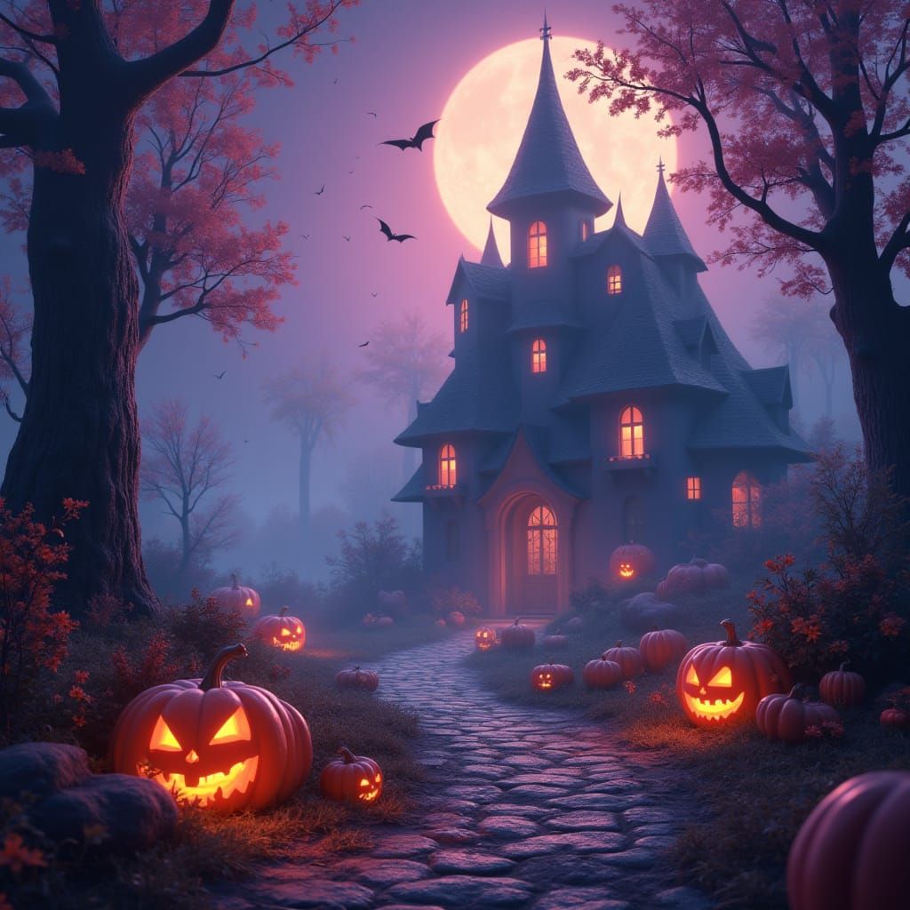 Whimsical Halloween Concept Art in Fantasy Style