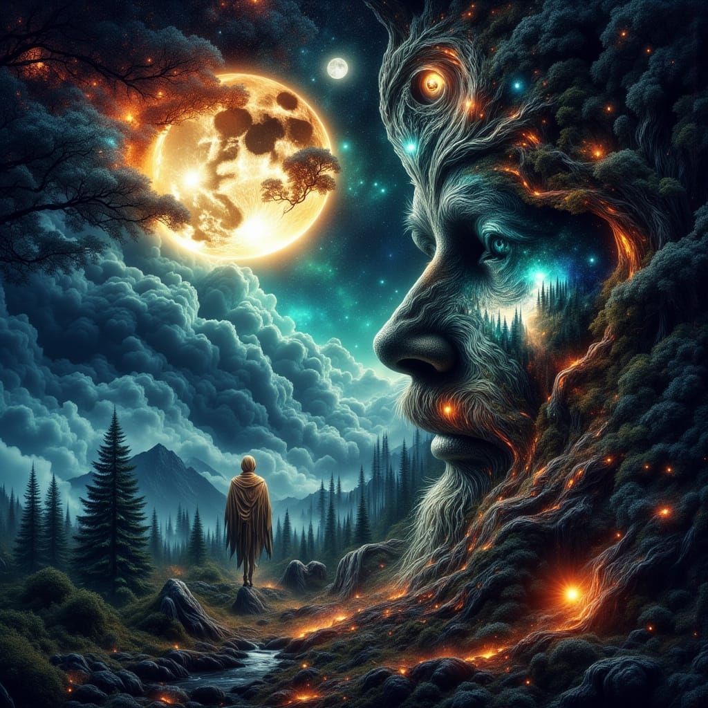 Wise Owl Watches Travelers Under Full Moon