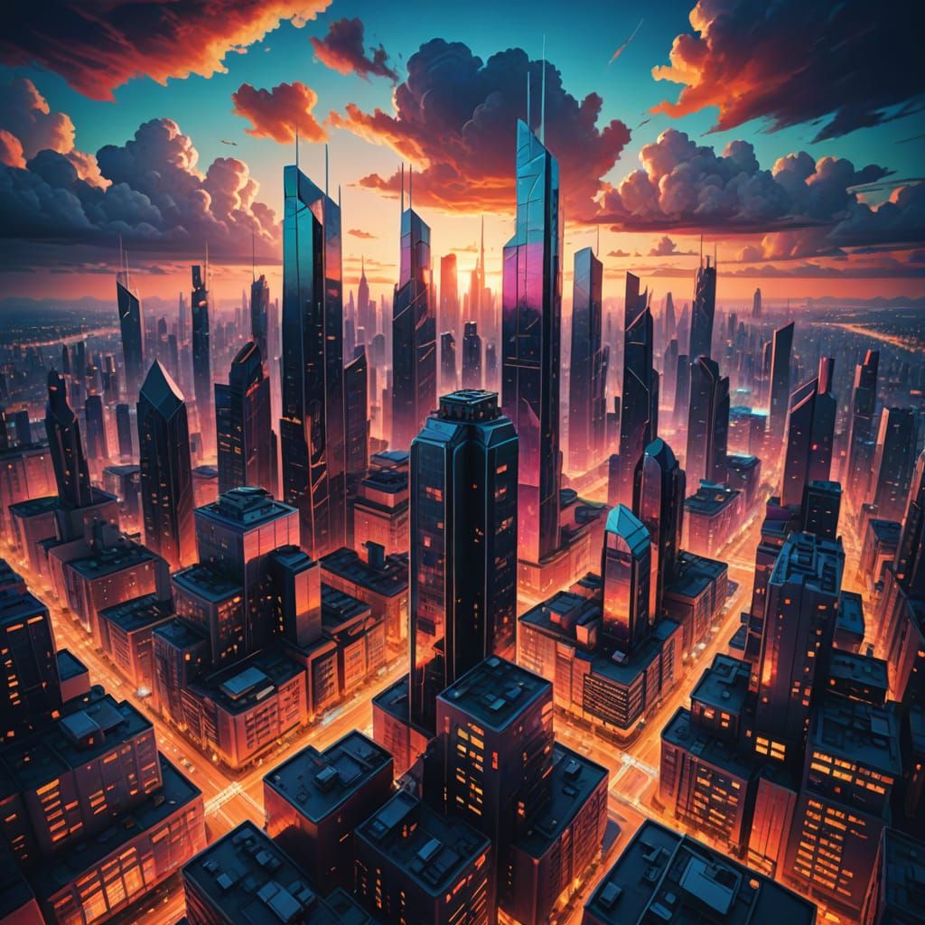 Hypersurreal Cityscape with Futuristic Architecture