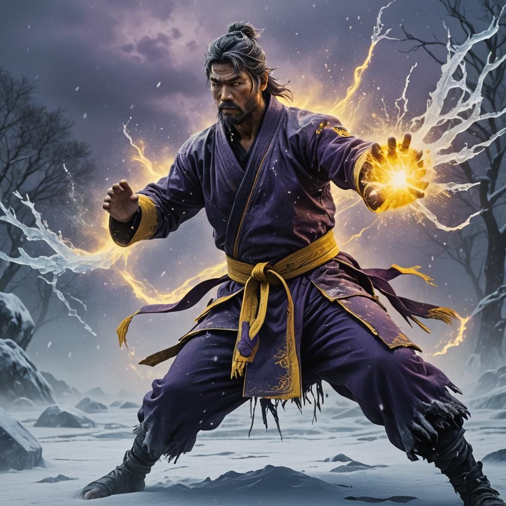 Icy Karate Master in Dark Fantasy Style