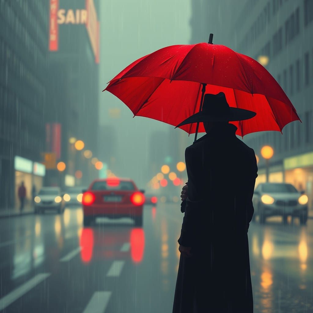 Rainy City Streets in Futuristic Noir