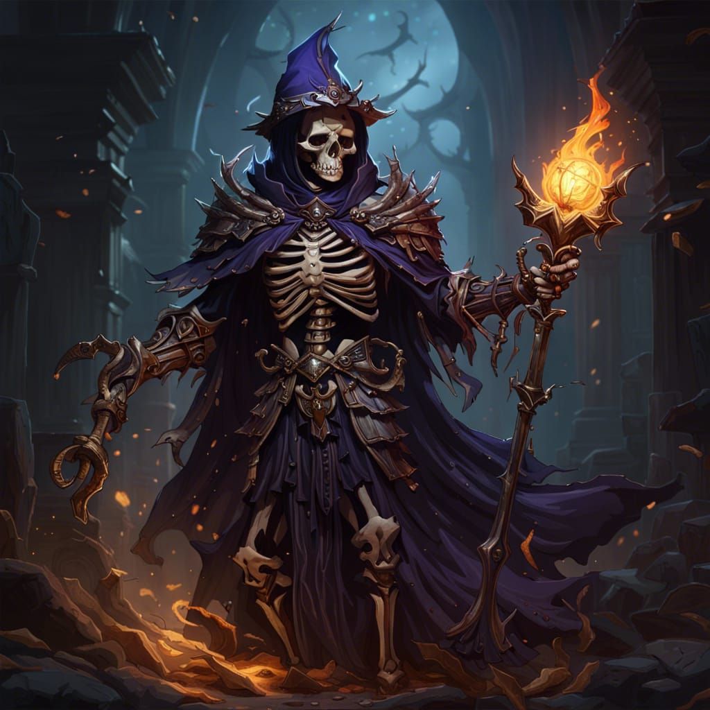 Skeleton Mage Knight of Dark Magic in 8k