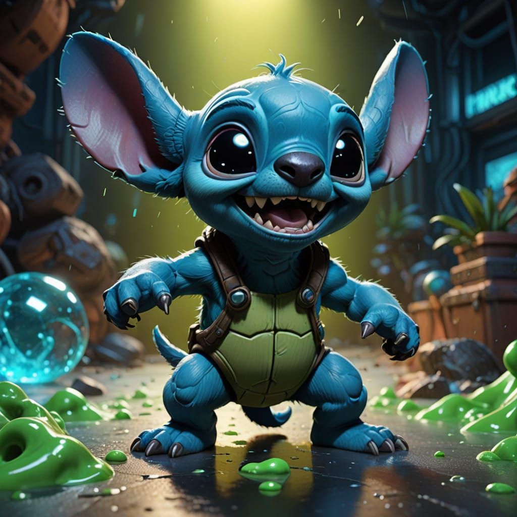 Stitch in Epic Slime Battle