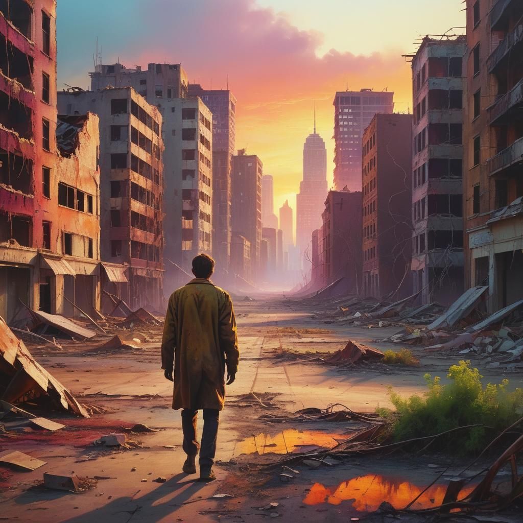 Eerie Surrealist Cityscape at Sunset