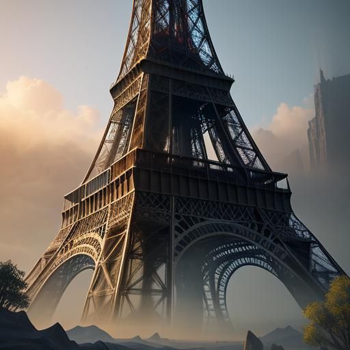 Eiffel Tower Transformed in Epic Fantasy Art