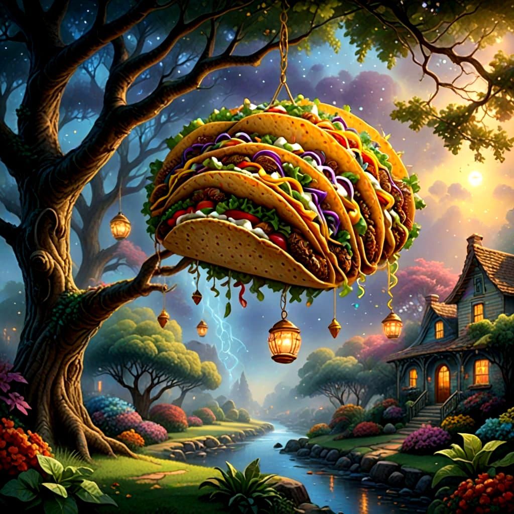 Ethereal Taco Tree in Whimsical Fantasy Style