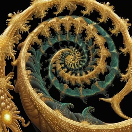 Bioluminescent Snail Shell with Fractal Fibonacci Spiral