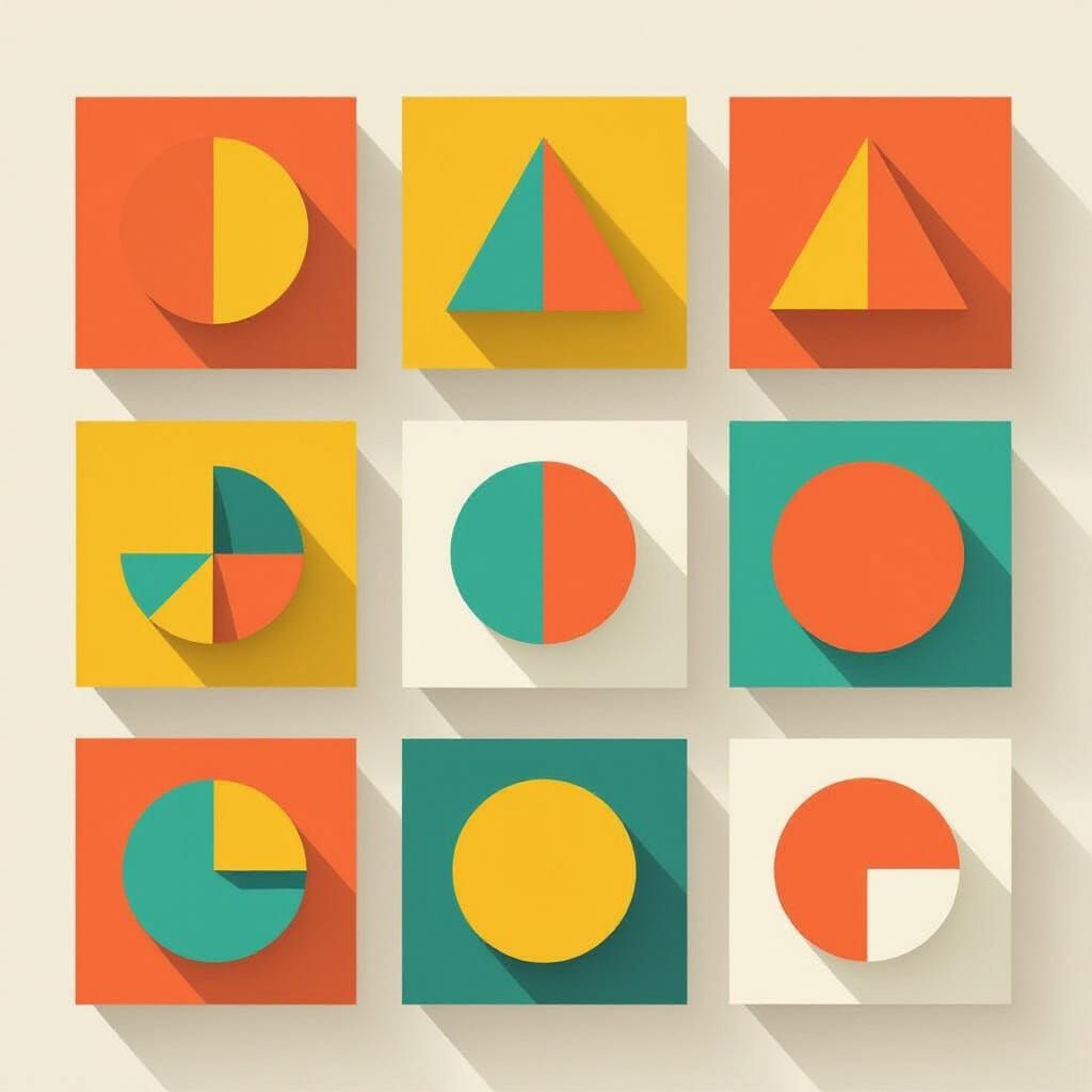 Geometric Paper Collage: Squares with Overlapping Shapes