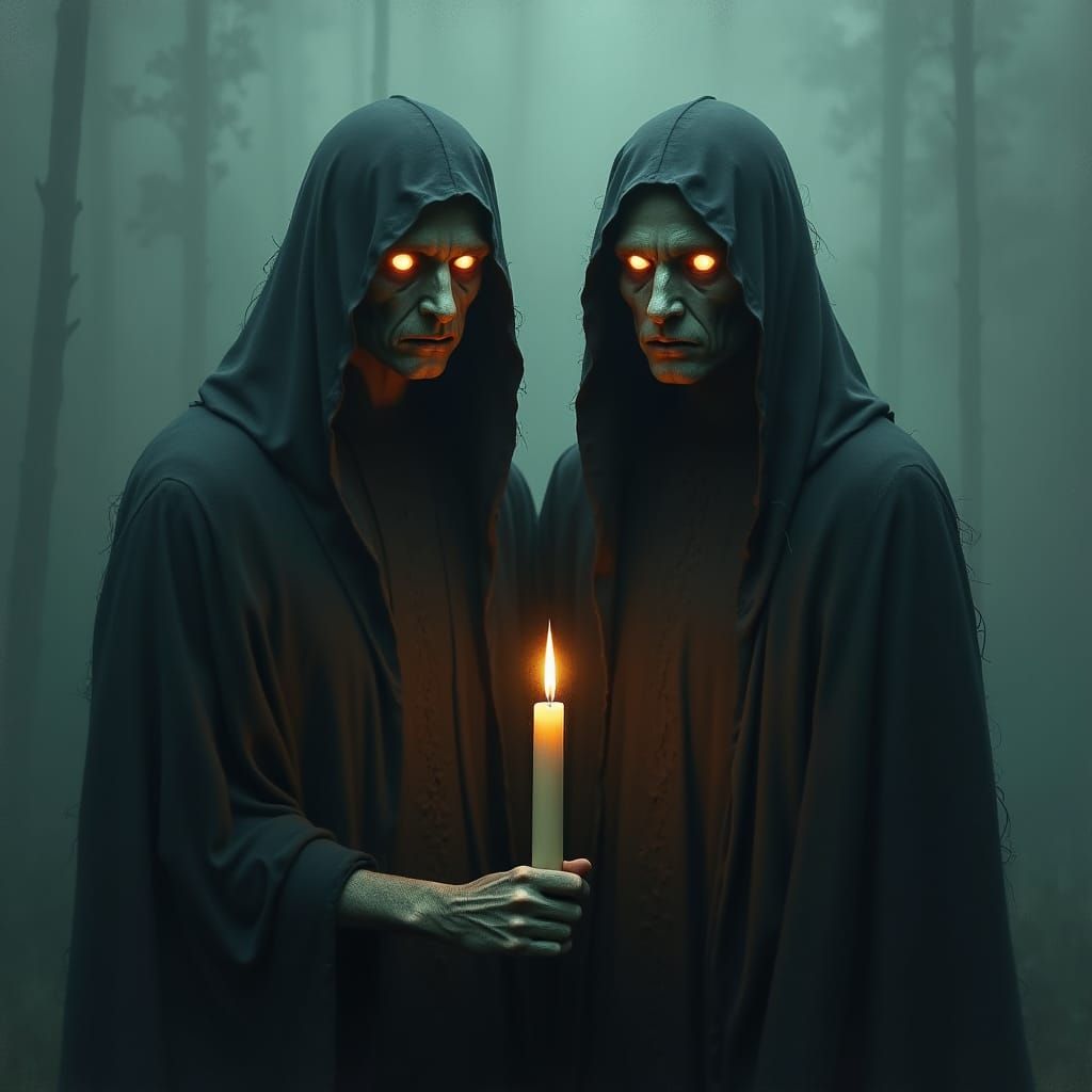 Mysterious Figures in Dark Surrealist Style