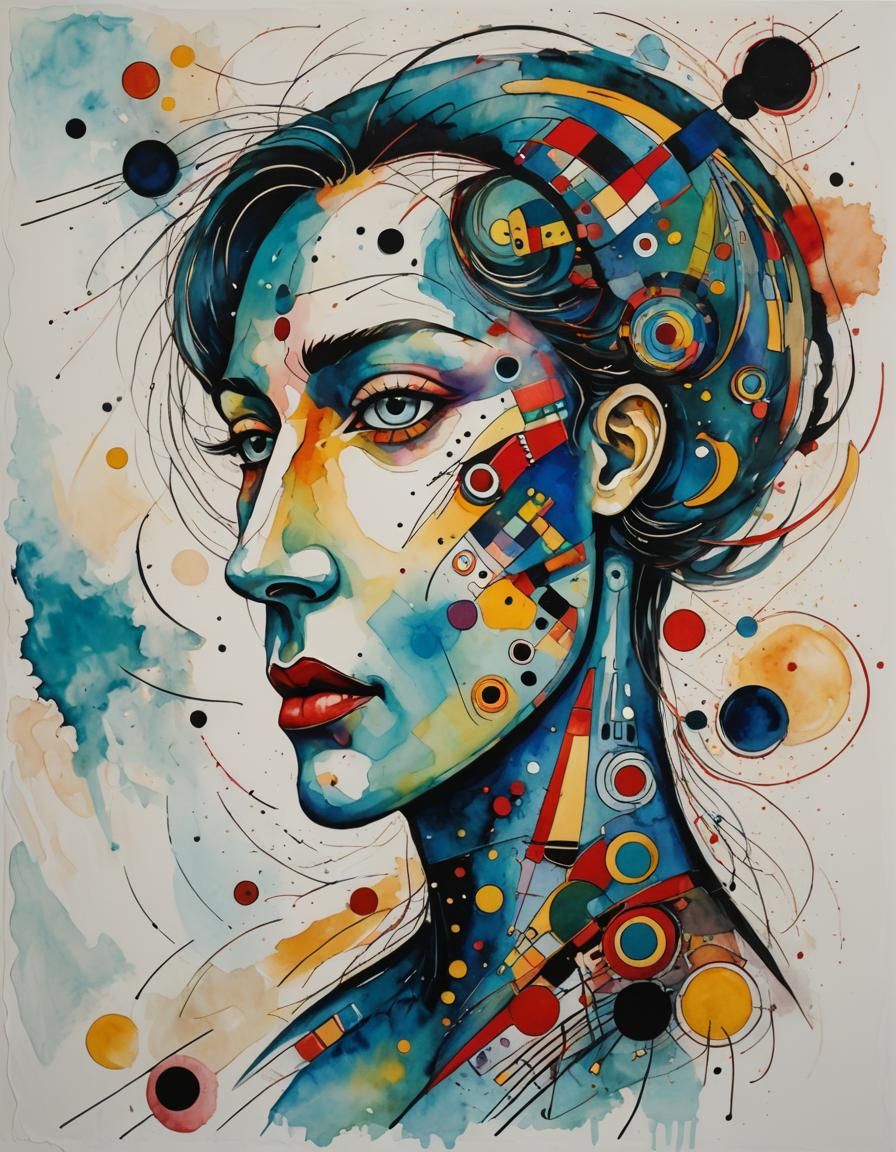 Abstract Eagle Head in Kandinsky-Vargas Style