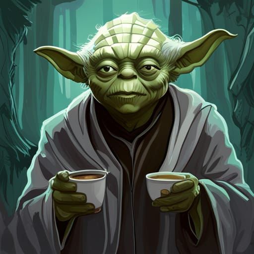 Yoda's Coffee Break: Detailed Portrait in Park