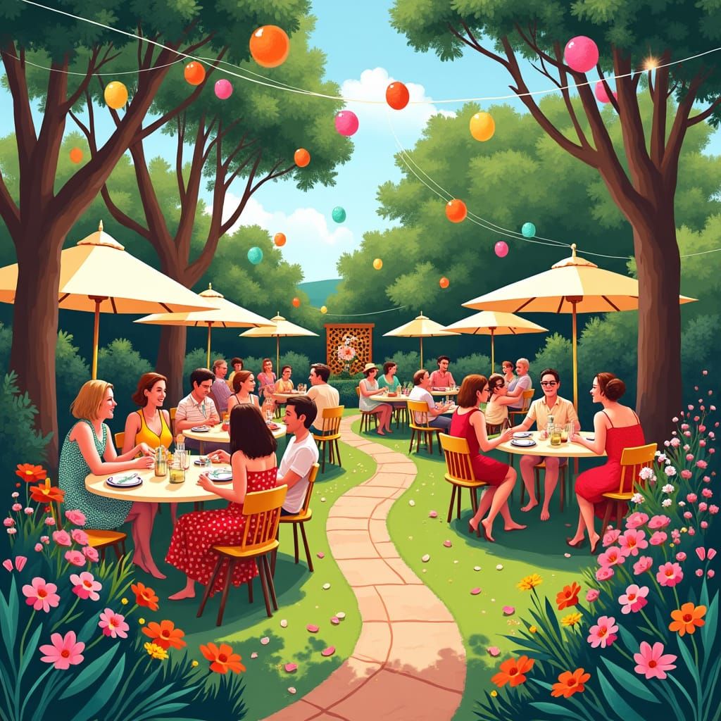 Australian Christmas Garden Party in Playful Illustration St...