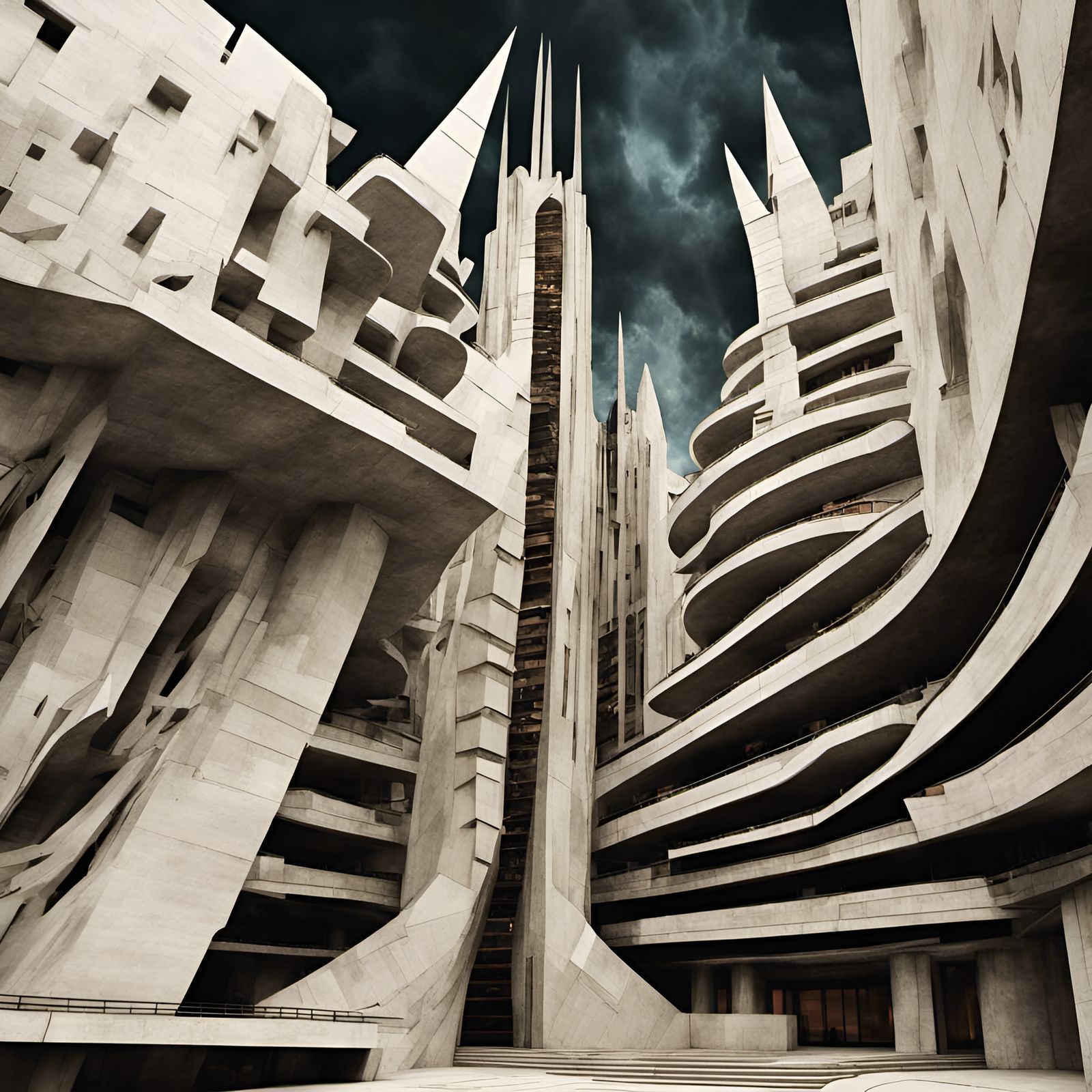 Dystopian Cityscape: Picasso Fractals and Spires