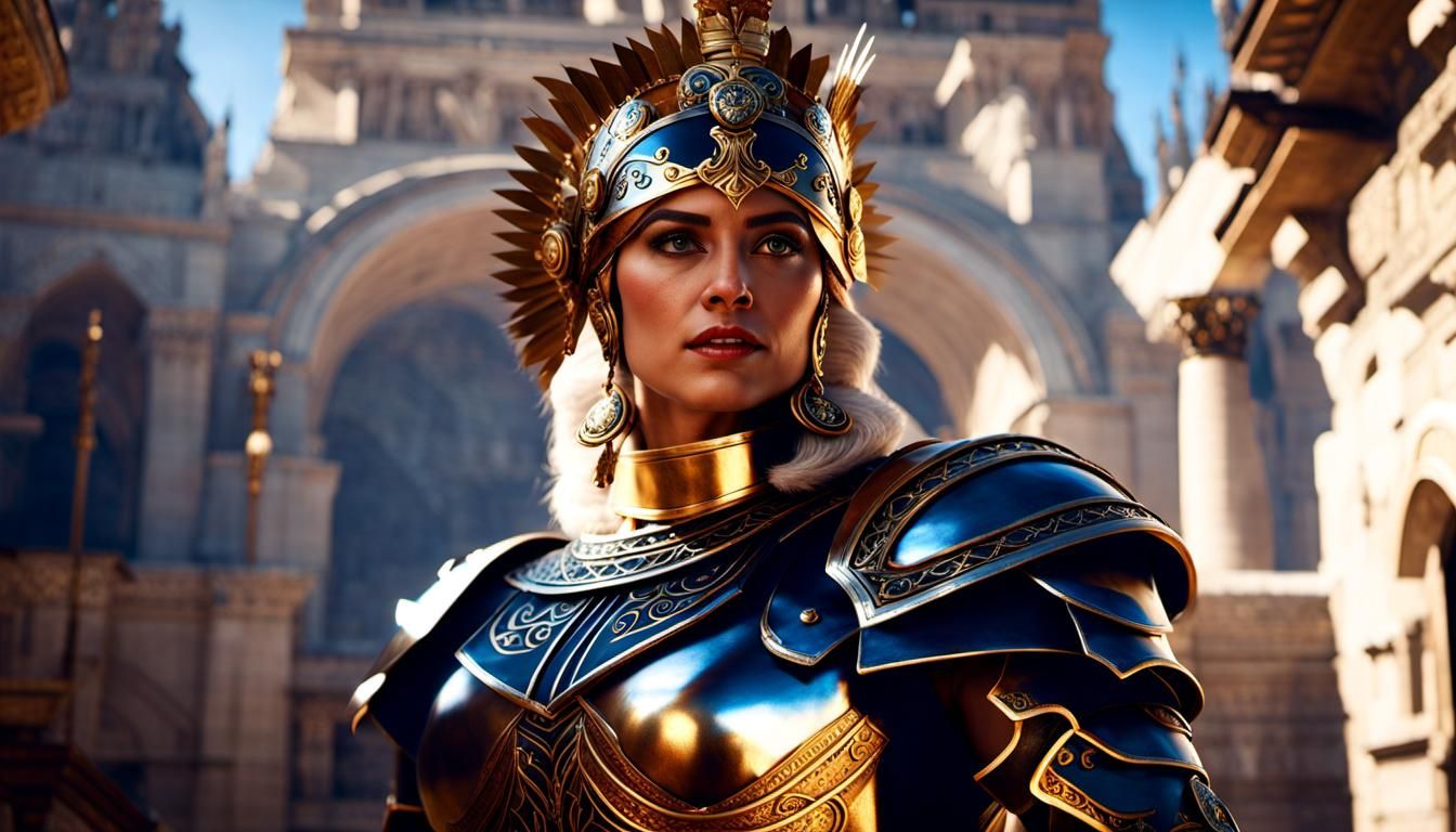 Roman Empress in Armor: Dark Fantasy Masterpiece
