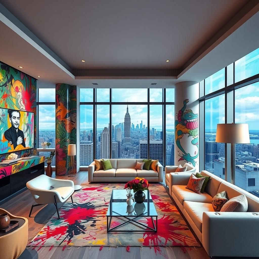 New York Penthouse Interior in Maximalist Graffiti Art