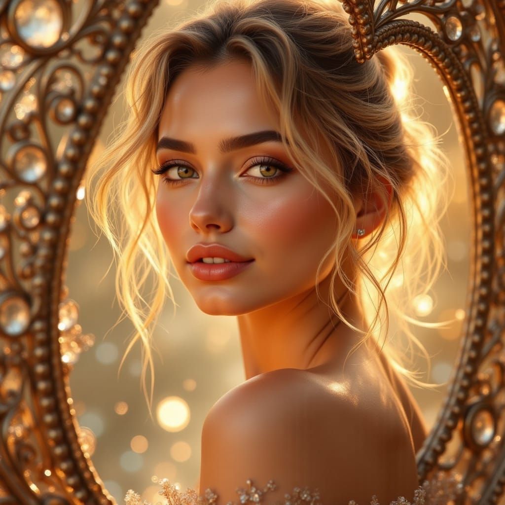 Radiant Woman Portrait in Art Nouveau Style