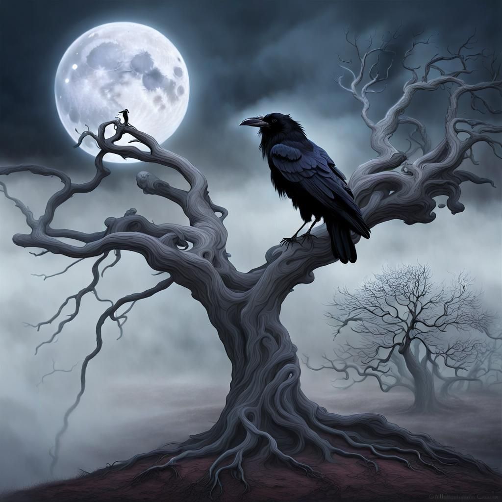 Raven in Dreamscape, Abstracted Realism Style